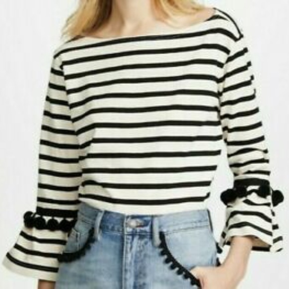 Marc Jacobs Black and White Stripe Top WITH POM POM - Picture 2 of 2